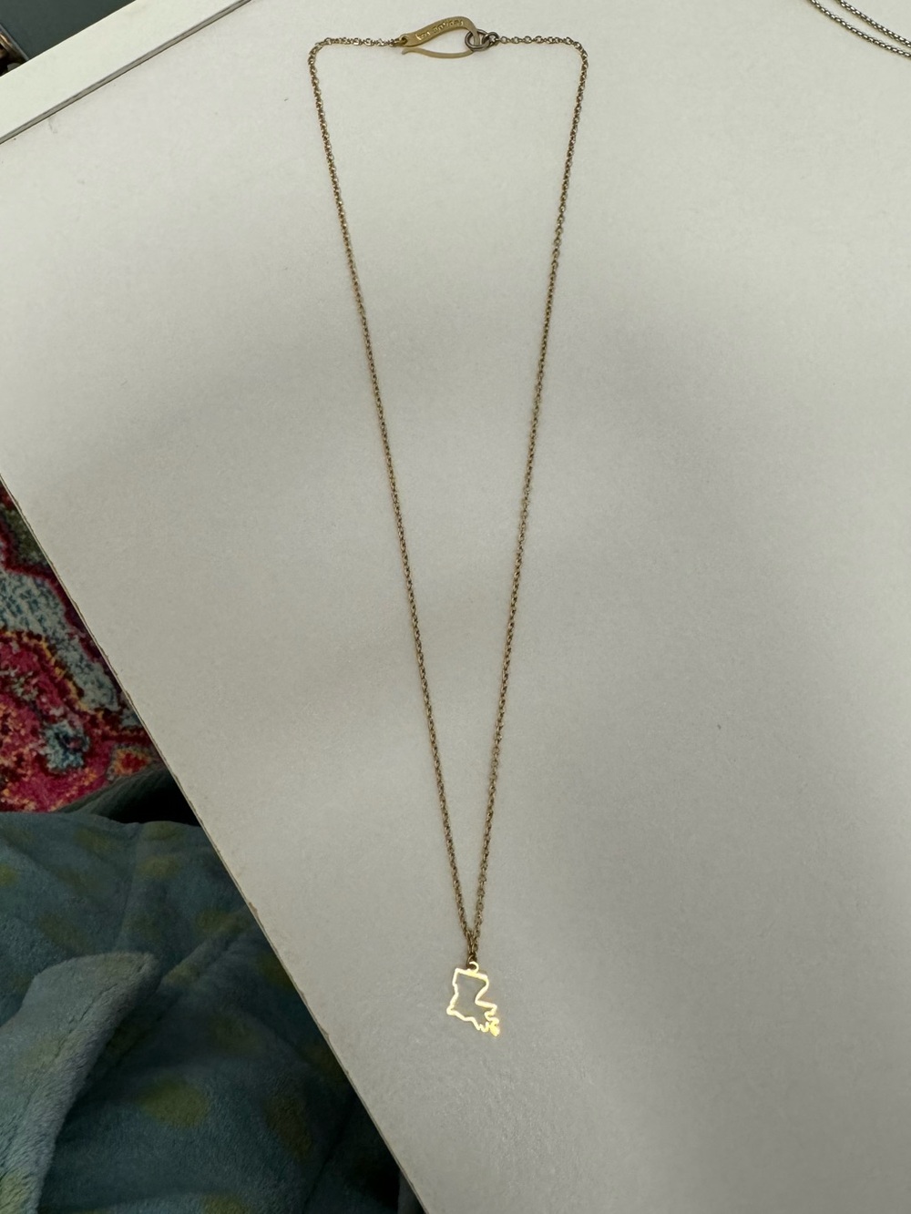 Kris Nations Louisiana small Gold State Pendant Necklace - slightly discolored